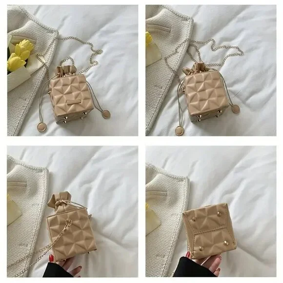 Elegant Mini Diamond Grid Crossbody Pink Bag NWT - Picture 5 of 5